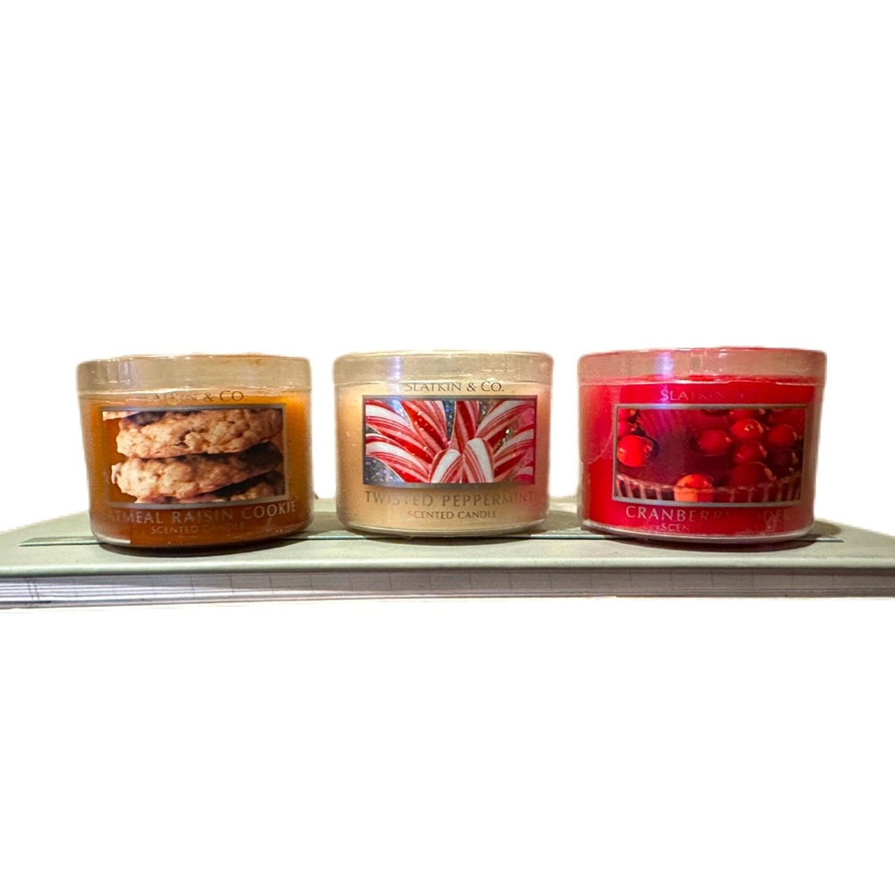 Rare Bath Body Works Slatkin & Co White Barn MINI CANDLES 3-1.3oz Christmas